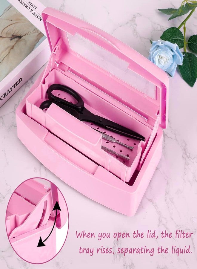 Gusnilo Sanitizing Tray - Disinfectant Container Nail Tool Sterilizer Box Plastic Sanitizing Box for Nail Tools, Hair Salon,Spa (Clear Lid, Pink) - Image 5